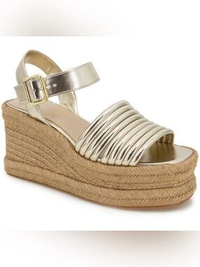 Kenneth Cole Metallic Gold Espadrille Platform Sandal